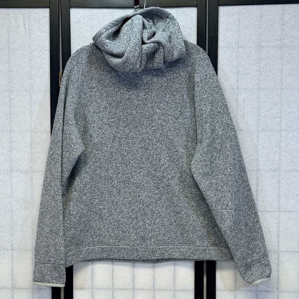 North Face XL Hooded Half Zip Pouch Pocket Fleece Interior Jacket Grey Marled - Picture 2 of 13